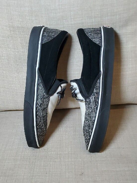 Vans Men’s Black & White Patterned Slip-On Loafers Size 11